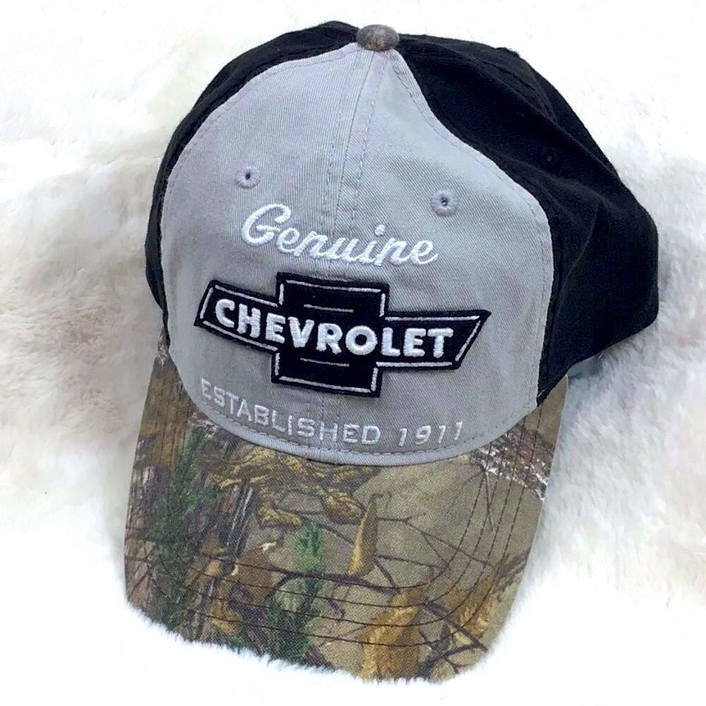 NEW Chevy Black and Camo print ball cap with Logo Script patch